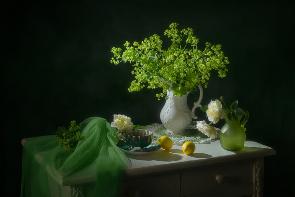 Spring Green Still Life by Lydia Jacobs — canvas wall art