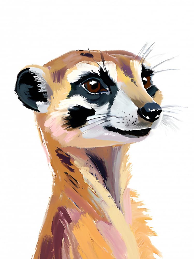 Colorful Meerkat Portrait by Ohkimiko — canvas wall art