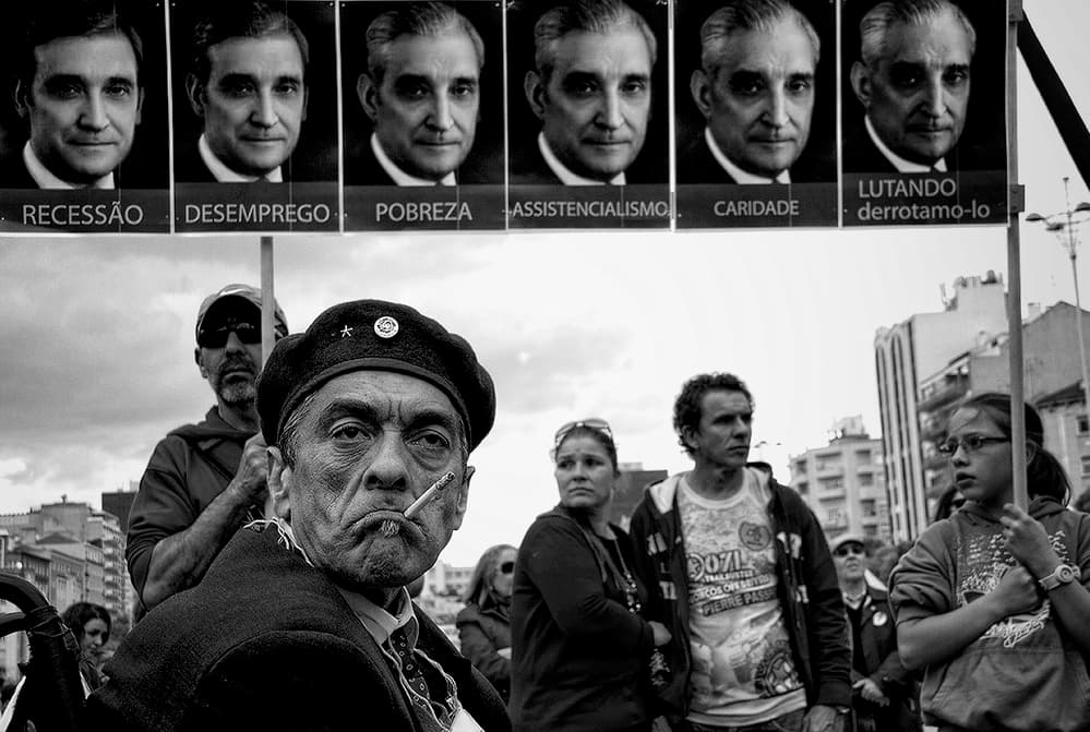 Protest Man in Beret by Fernando Alves — canvas wall art