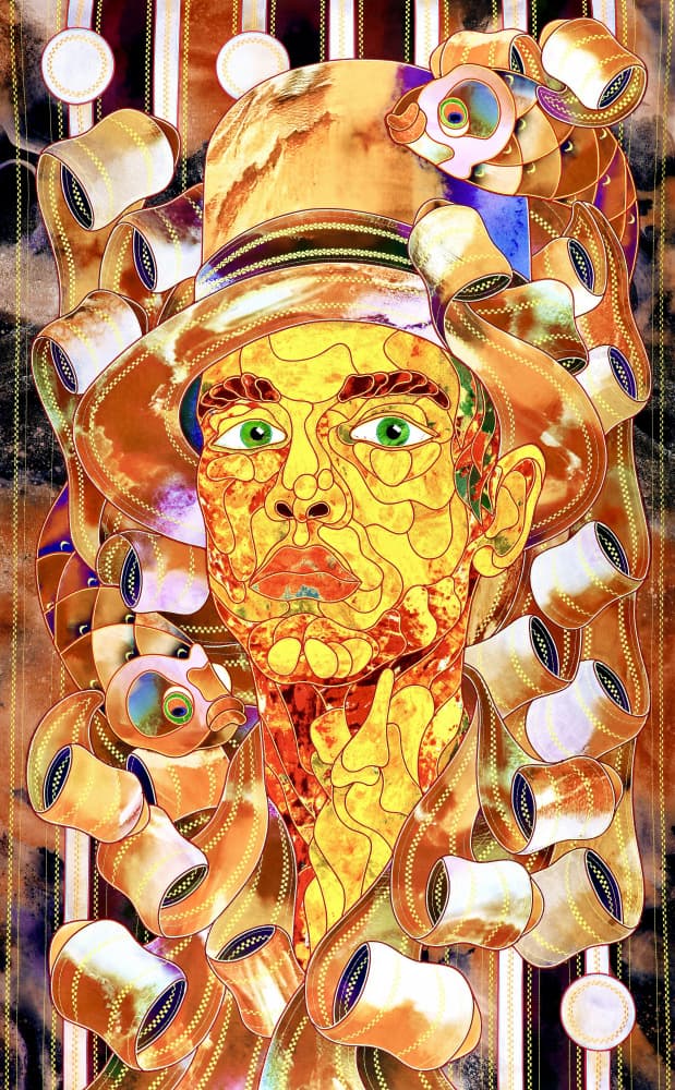 Vibrant Golden Portrait by Kostyantin Malginov — canvas wall art
