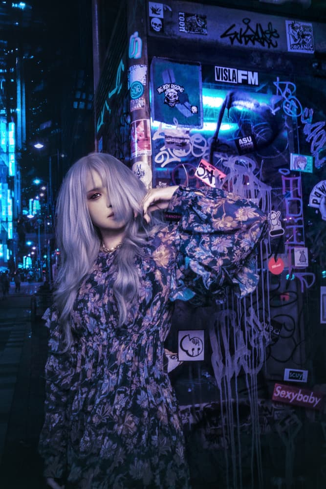 Dark City Neon Woman by KOIKI — canvas wall art