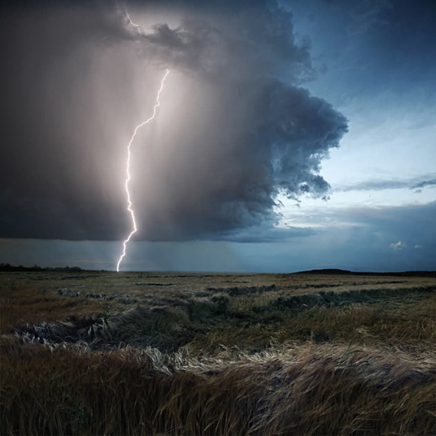 Lightning Strike Over Field by Nicolas Schumacher — canvas wall art
