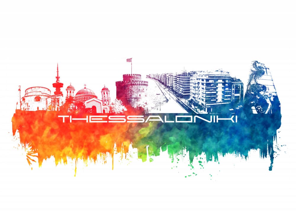 Vibrant Thessaloniki Skyline by Justyna Jaszke — canvas wall art
