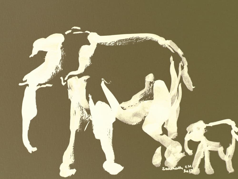 Elephant Mother And Calf by Santhosh ch — canvas wall art