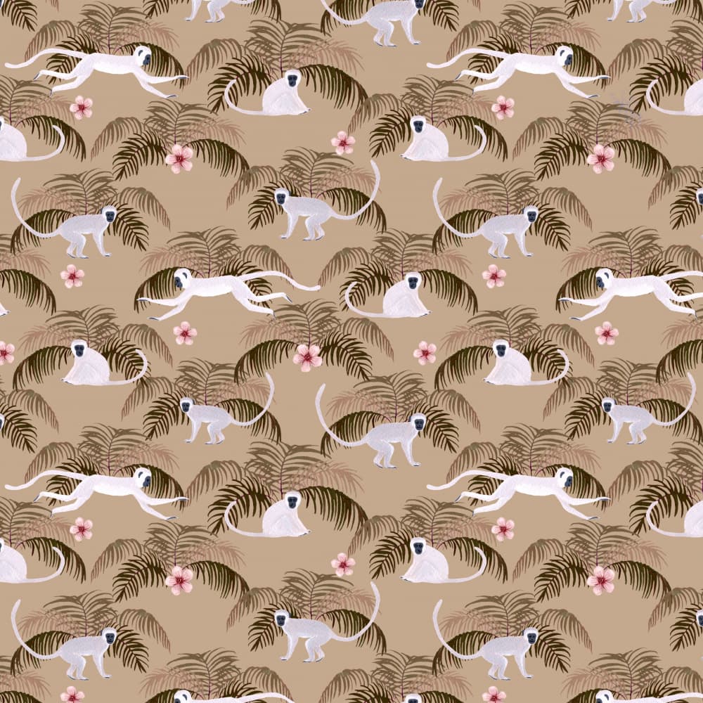 Playful Jungle Monkeys by Julie Lesouef — canvas wall art