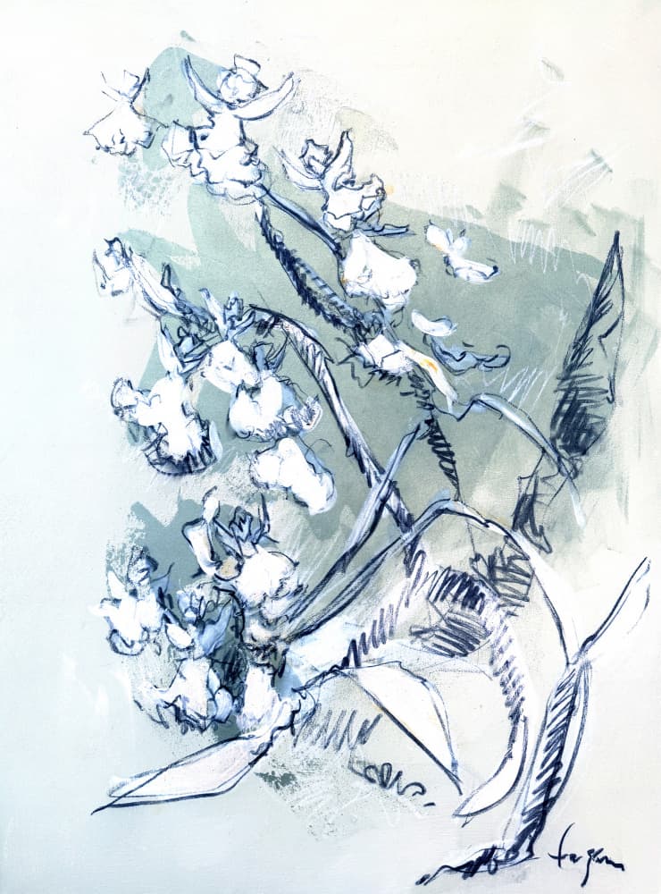 White Orchid Drawing by Dorothy Fagan — canvas wall art