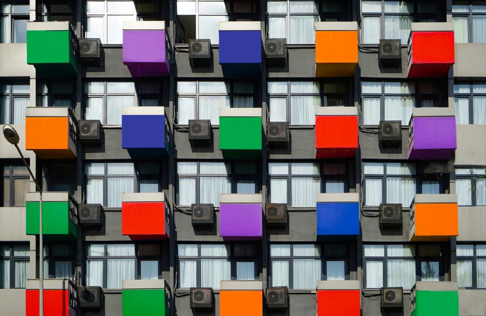Vibrant Balcony Pattern by Fatma GÖKMEN — canvas wall art