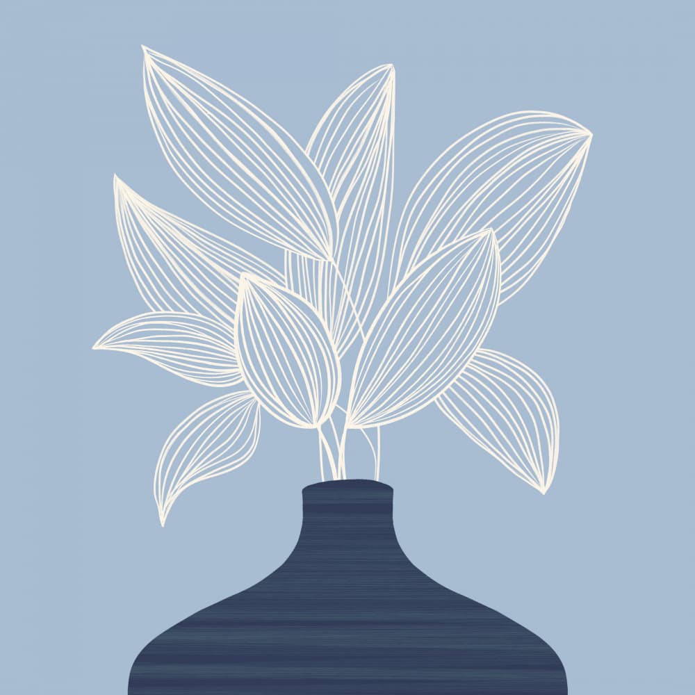 Serene Botanical Blue Vase by Kristian Gallagher — canvas wall art