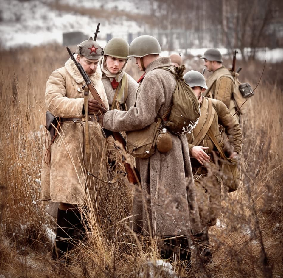 Soviet Winter Patrol by Dmitry Frizel — canvas wall art