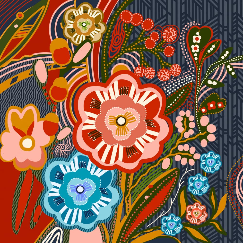 Vibrant Folk Floral by Josie George — canvas wall art