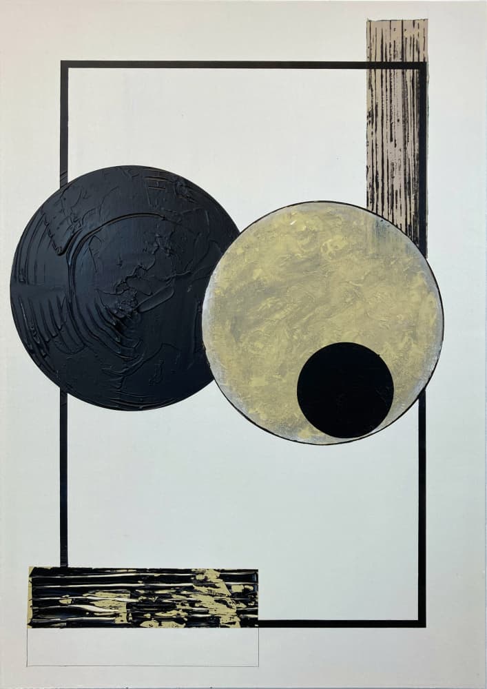 Black and Gold Circles by David Galan — canvas wall art