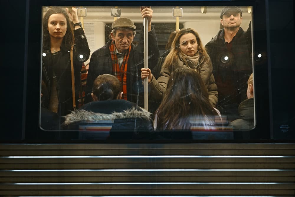 Commuters on Subway by Denis Malciu — canvas wall art