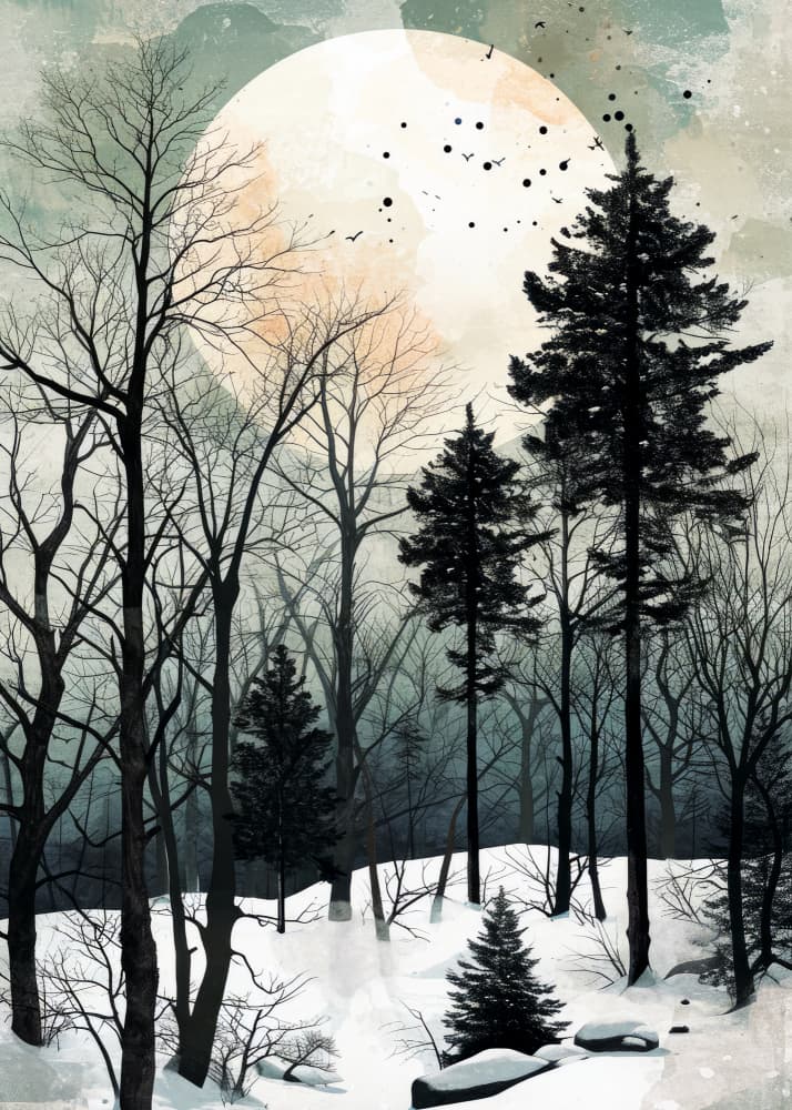 Moonlit Winter Forest by Justyna Jaszke — canvas wall art