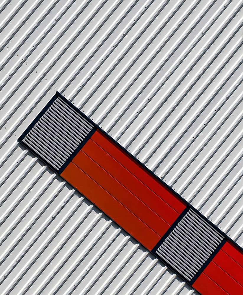 Red Diagonal Architecture by Tomasz Buczkowski ( Tomush ) — canvas wall art