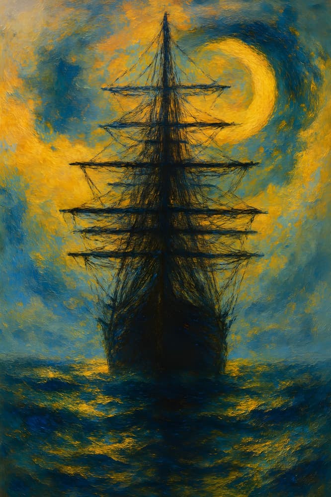 Moonlit Sailing Ship by HUGO — canvas wall art