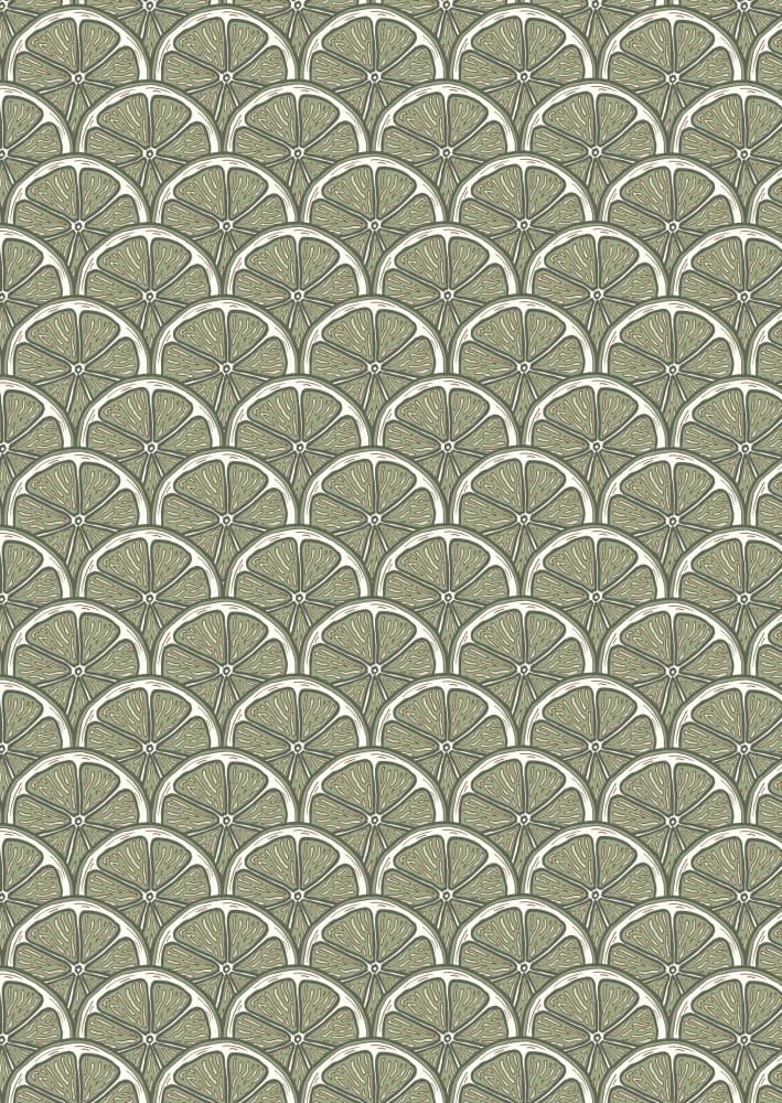 Green Citrus Pattern by Olena Kovalova — canvas wall art