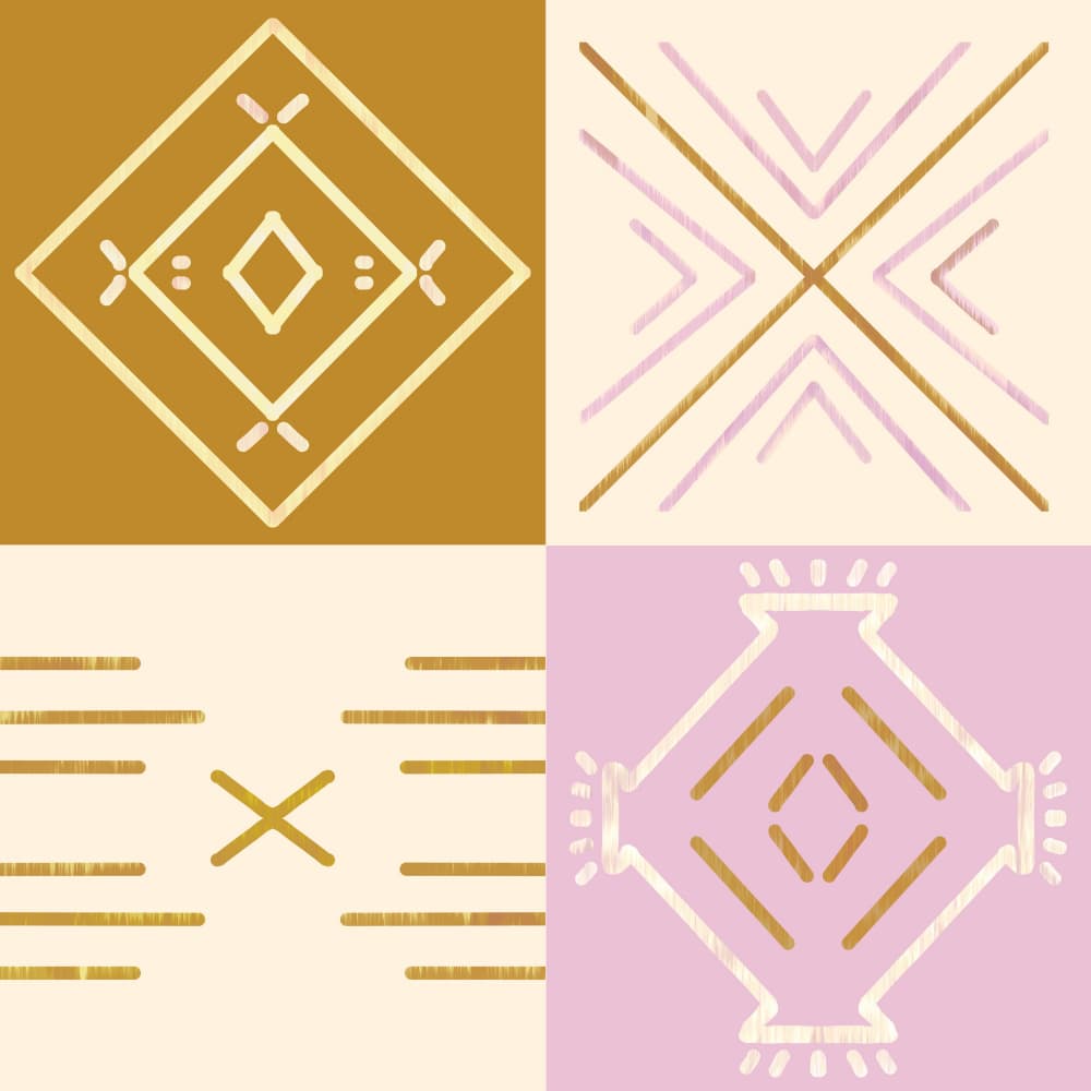 Golden Pink Geometry by Aliya Putrus — canvas wall art