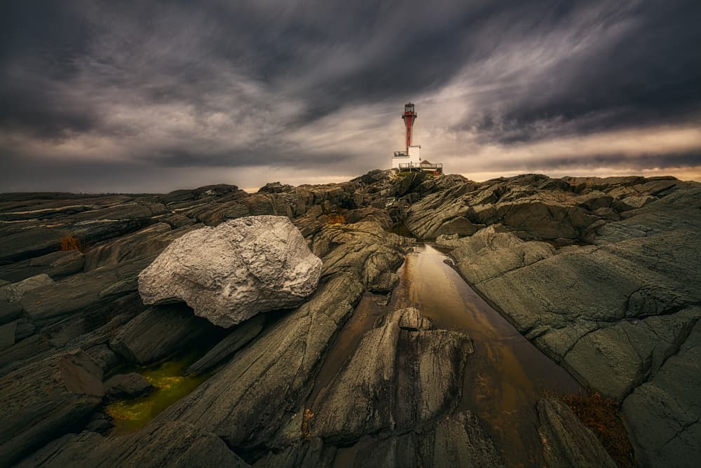 Dramatic Lighthouse Coast by Ben.C.L — canvas wall art