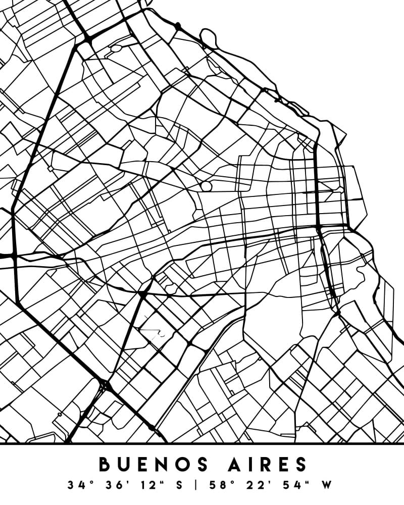 Buenos Aires City Map by Emiliano Deificus — canvas wall art
