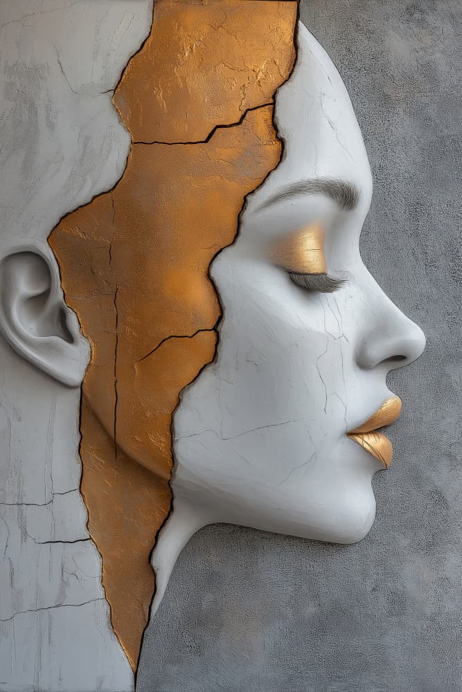Golden Serenity Profile by Mauro — canvas wall art