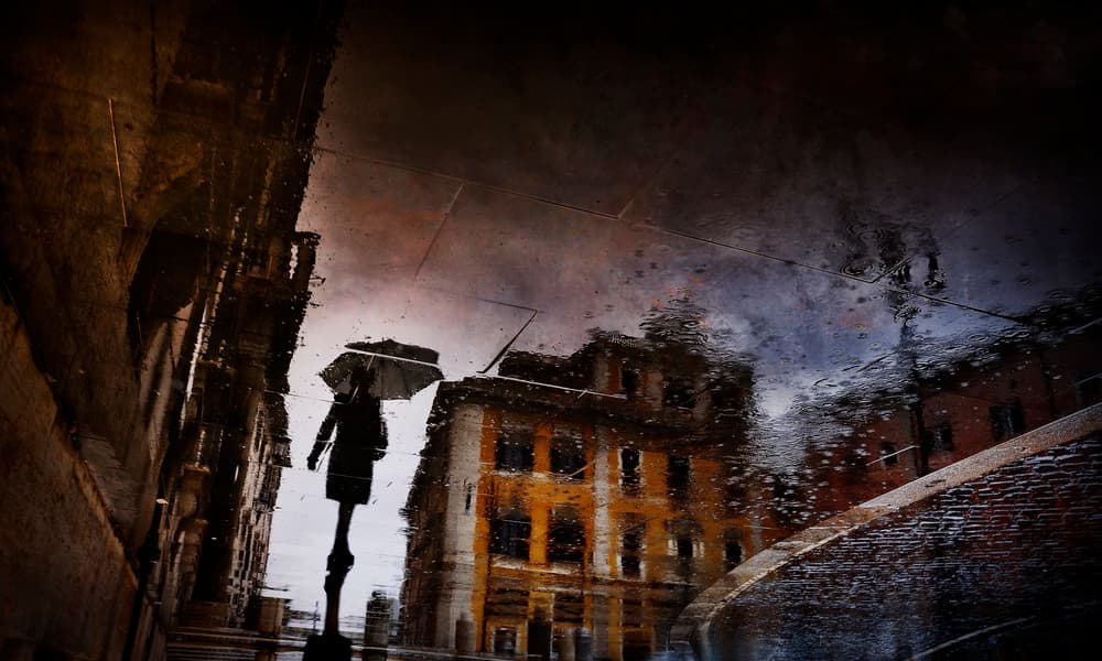 Rainy City Reflection by Antonio Grambone — canvas wall art