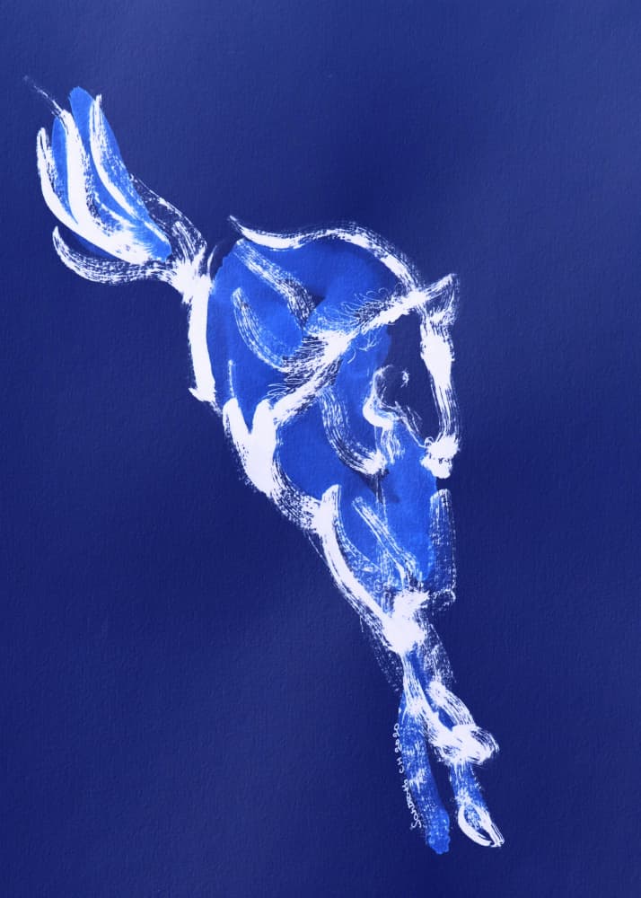 Abstract Blue Horse by Santhosh ch — canvas wall art