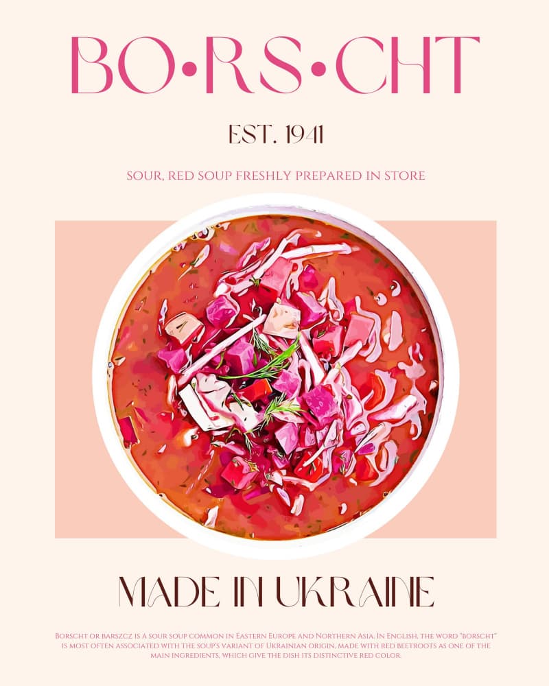 Vibrant Ukrainian Borscht by Nazma Khokhar — canvas wall art