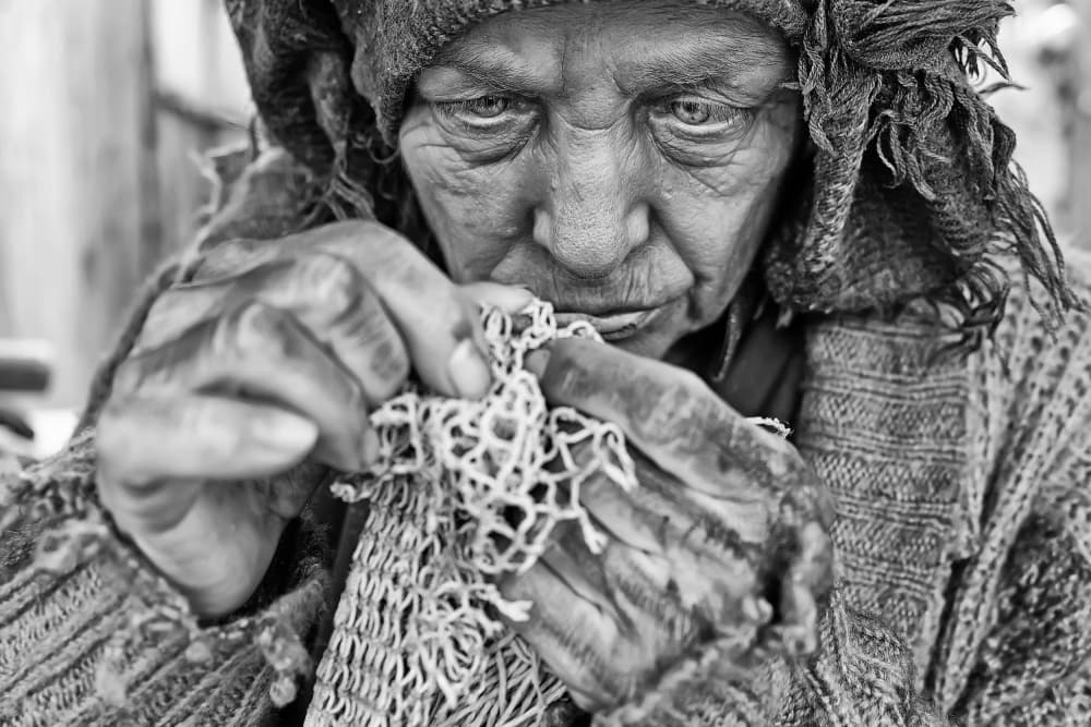 Elderly Woman Crafting Lace by Josefina Melo — canvas wall art