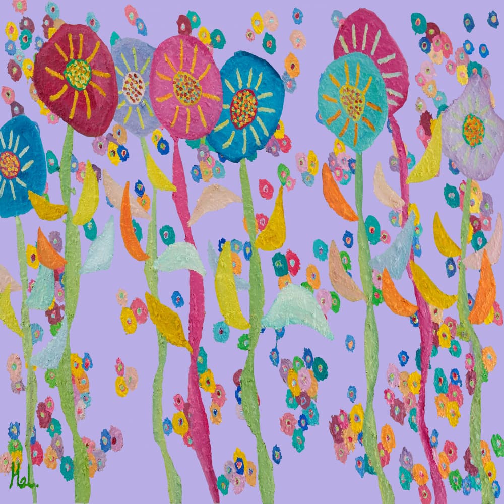 Colorful Whimsical Flowers by Helen Joynson — canvas wall art