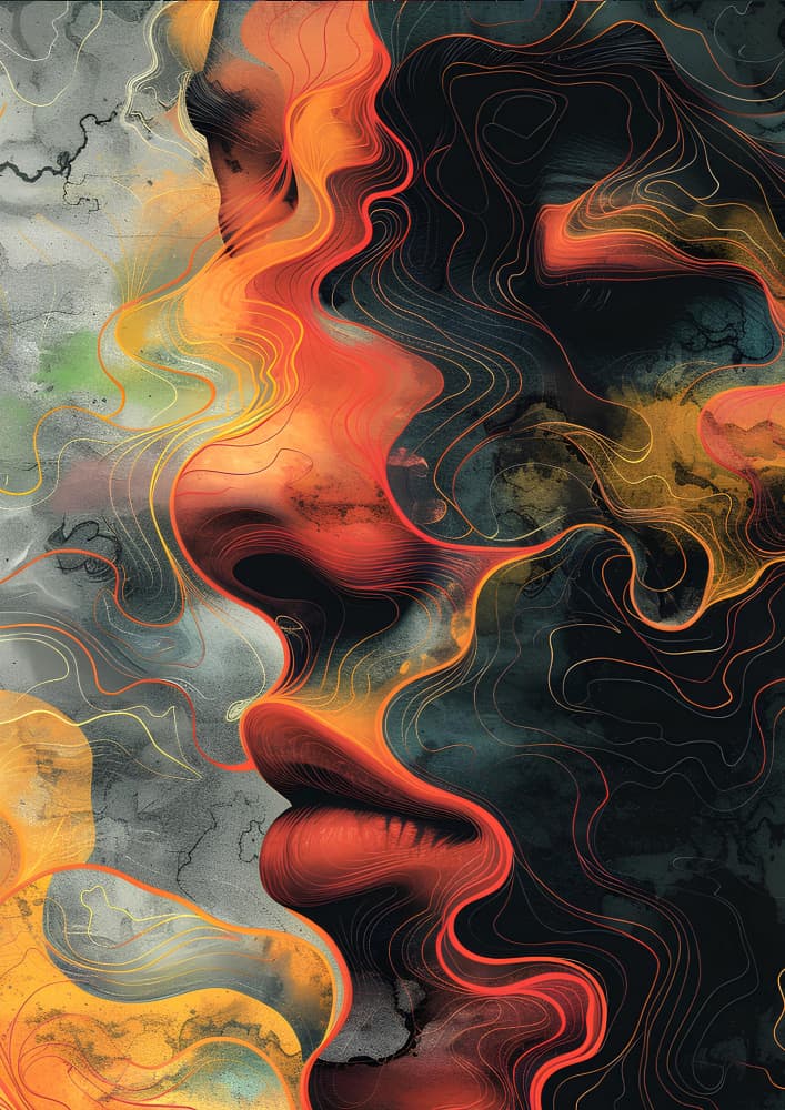 Abstract Fiery Embrace by Ritvik takkar — canvas wall art