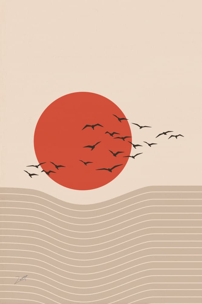 Red Sun Flight by zarish chaudhry — canvas wall art