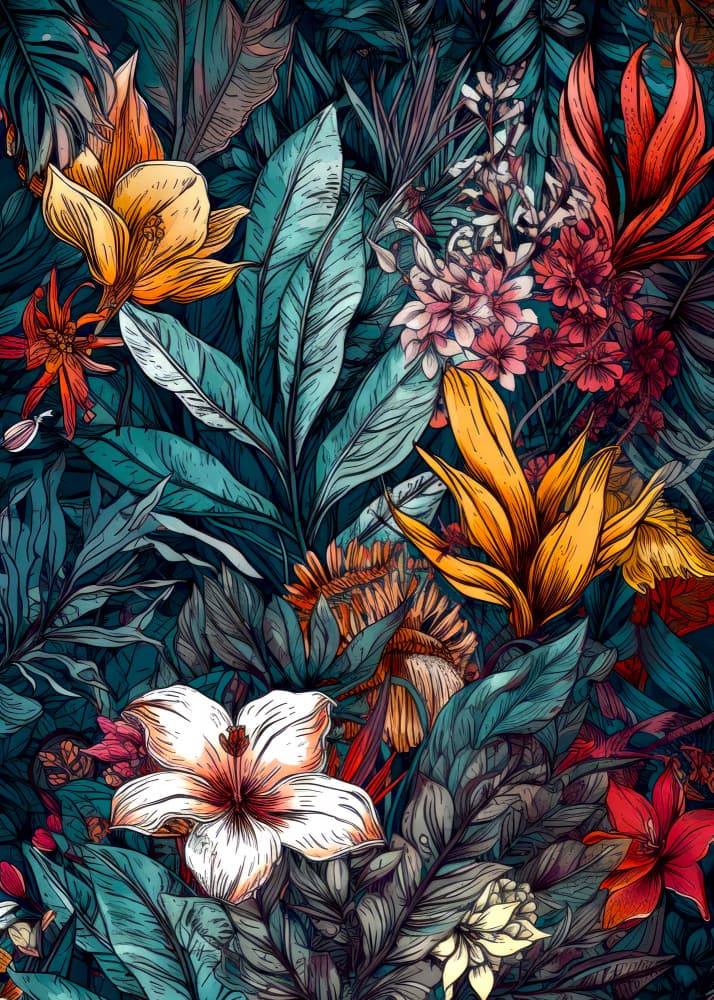 Vibrant Tropical Garden by Justyna Jaszke — canvas wall art