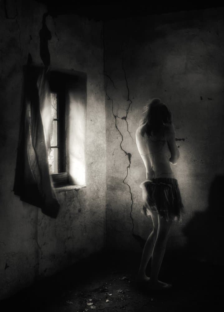 Lonely Woman Dark Room by Charlaine Gerber — canvas wall art