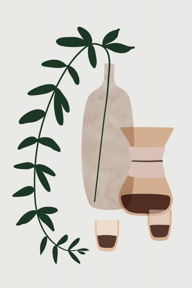 Coffee and Greenery by Rosana Laiz Blursbyai — canvas wall art