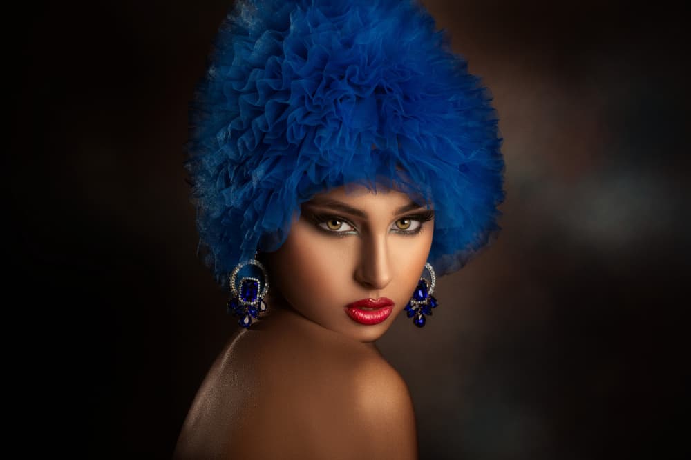 Blue Hat Glamour by Peppe Tambè — canvas wall art