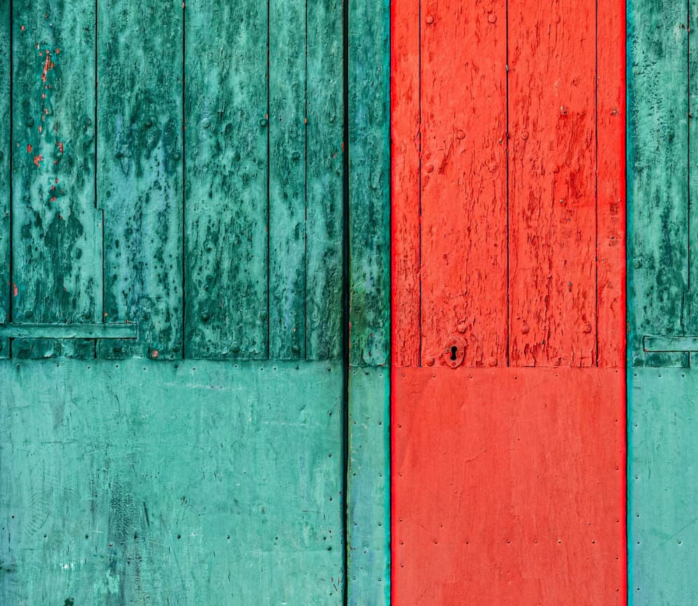 Vibrant Teal Coral Door by Roland M Schwerdtfeger — canvas wall art