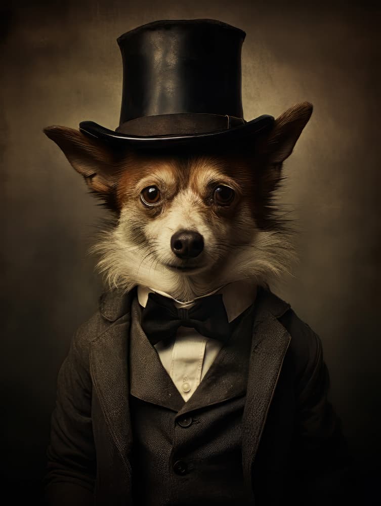 Dapper Dog Portrait by Bilge Paksoylu — canvas wall art
