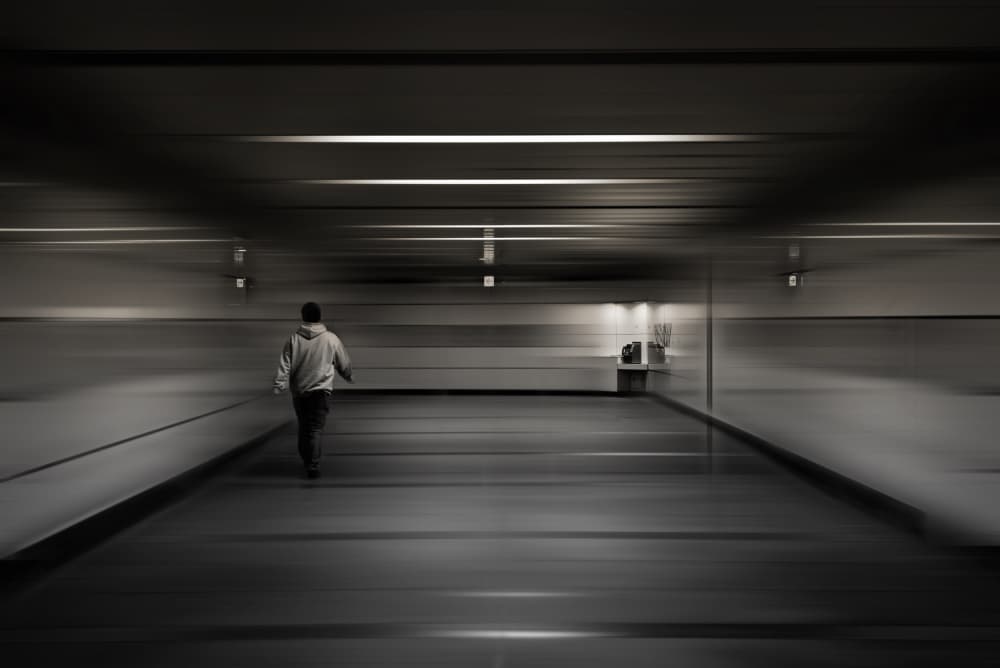 Man In Motion Tunnel by moucorn — canvas wall art