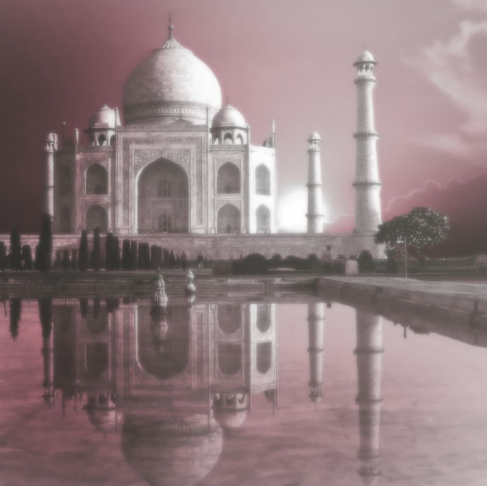 Taj Mahal Sunset Reflection by Anna Cseresnjes — canvas wall art