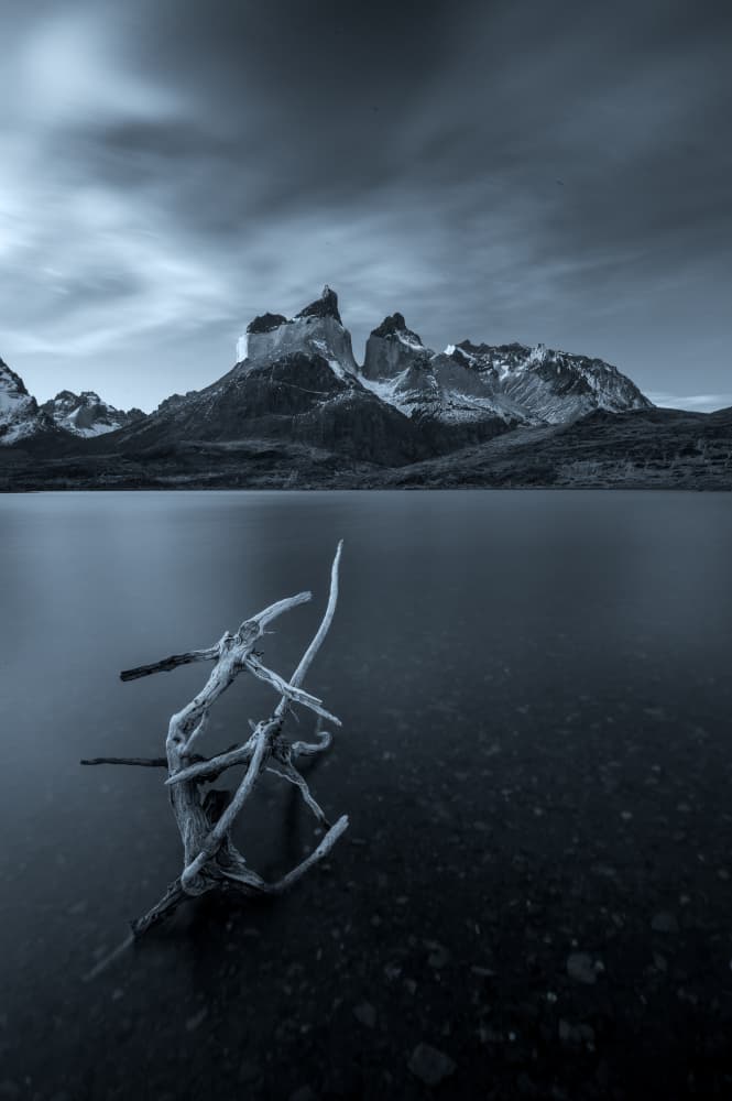 Blue Lake Mountain Peaks by Wenjin Yu — canvas wall art