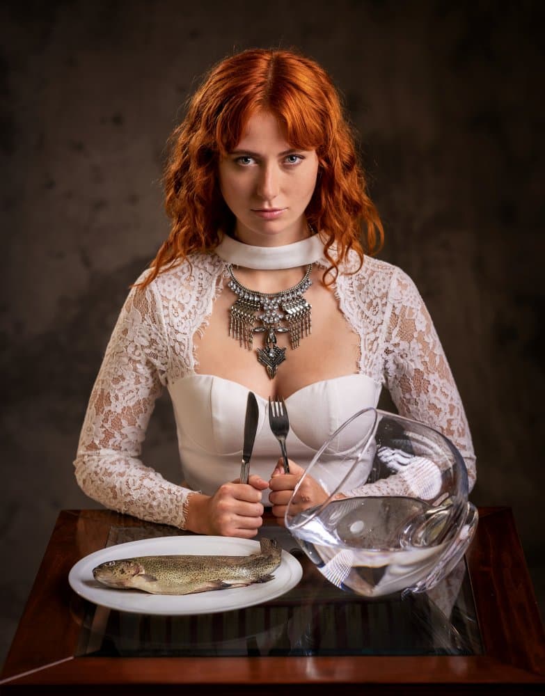 Redhead Fish Dinner by Franky De Meyer — canvas wall art