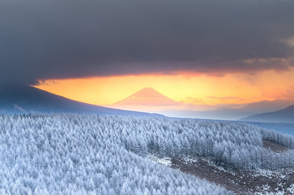 Mount Fuji Winter Sunset by まちゅばら/Hiroki Matsubara — canvas wall art