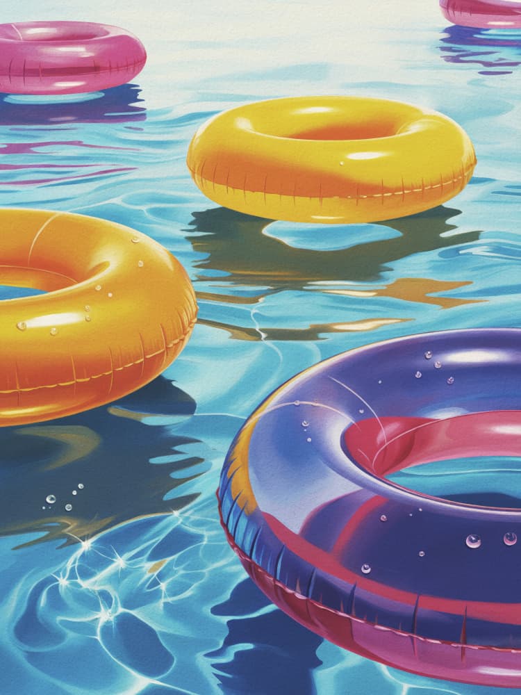 Colorful Pool Floats by Andreas Magnusson — canvas wall art