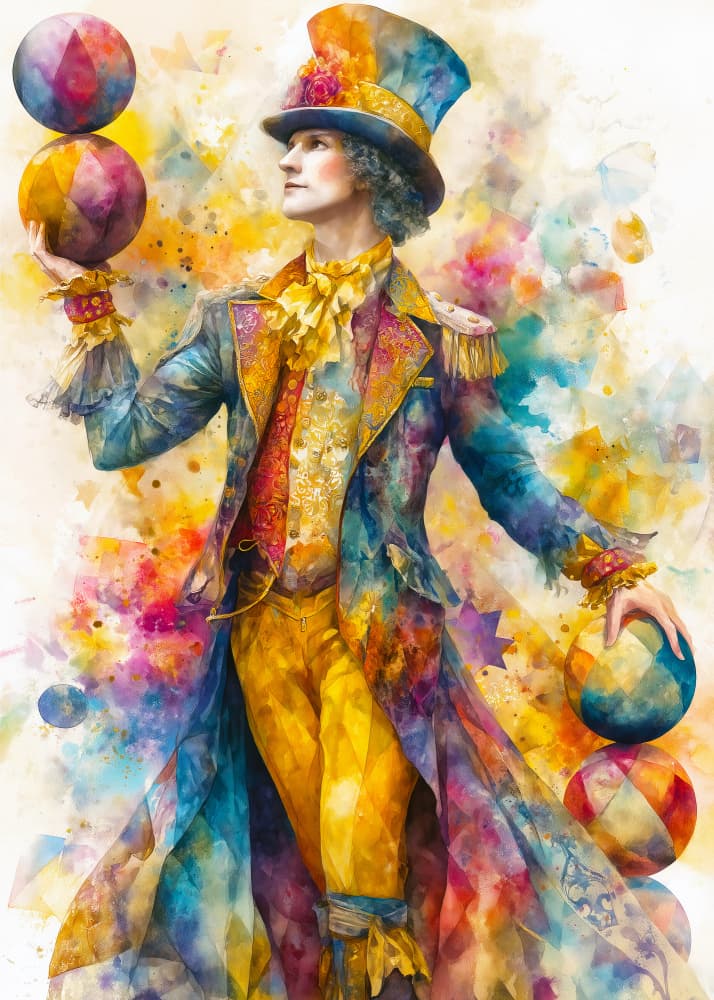 Vibrant Circus Juggler by Justyna Jaszke — canvas wall art