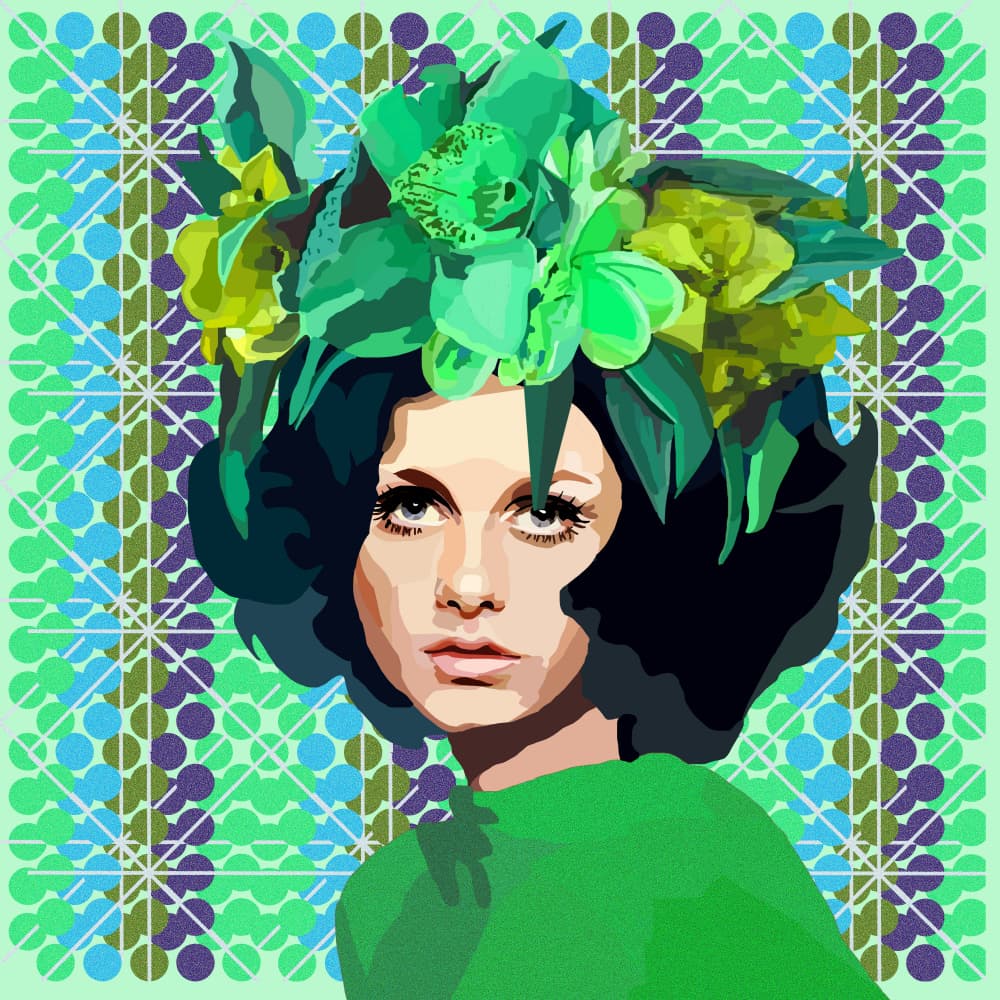 Mod Green Floral Fashion by Lynnda Rakos — canvas wall art