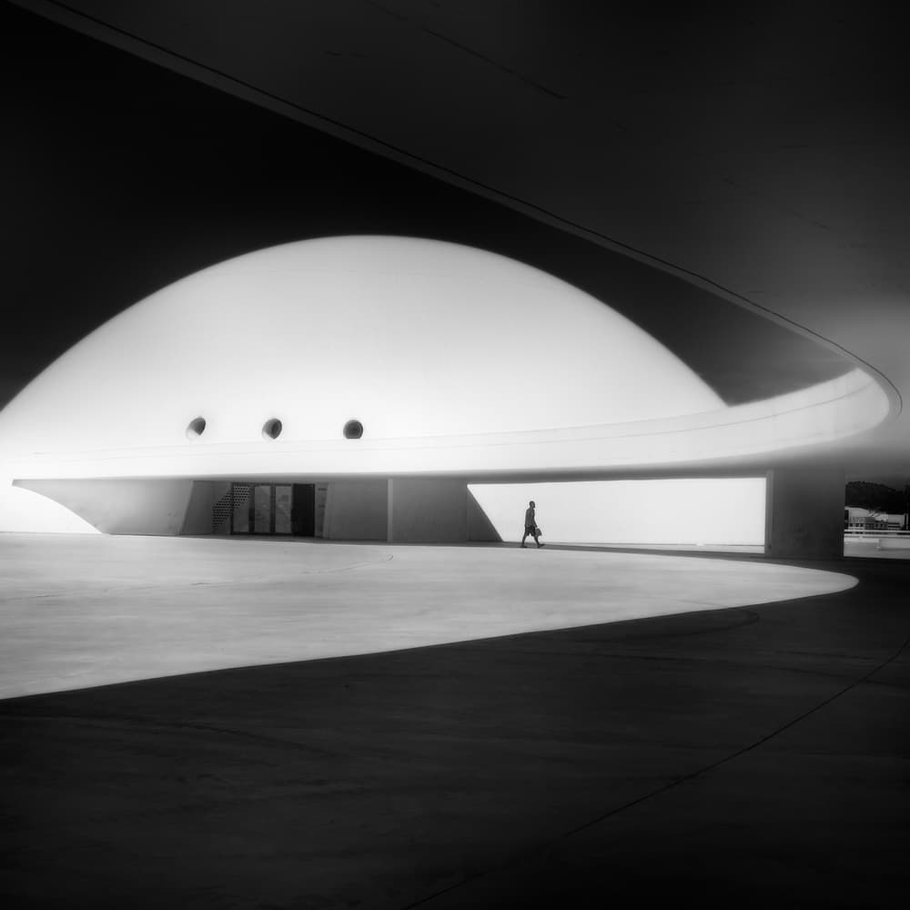 Curved Architecture Lone Figure by Olavo Azevedo — canvas wall art