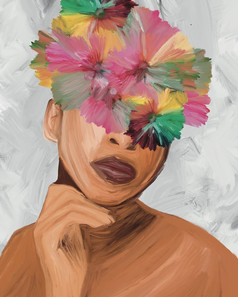 Floral Woman Portrait by GIovanna Gil Alves — canvas wall art