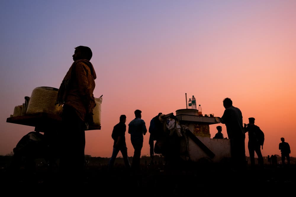 Vibrant Sunset Silhouettes by Kuntal Biswas — canvas wall art