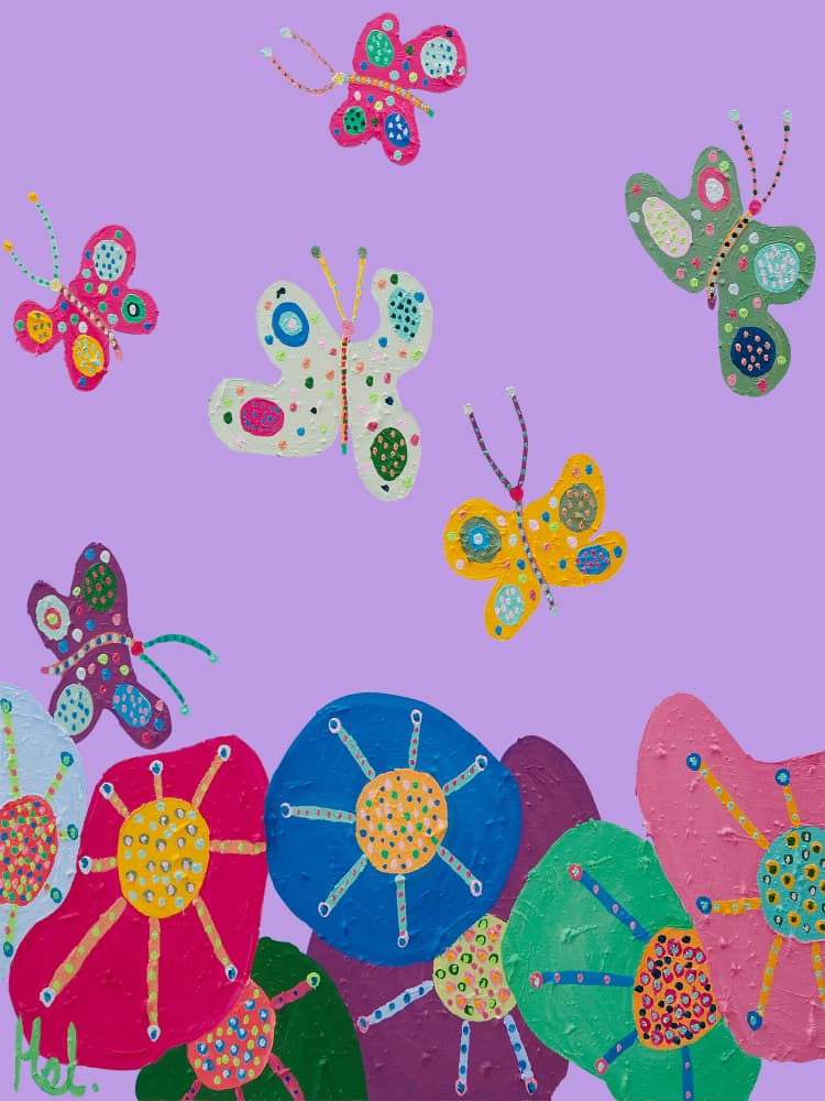 Playful Butterfly Garden by Helen Joynson — canvas wall art