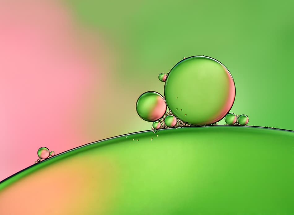 Floating Green Pink Drops by Heidi Westum — canvas wall art